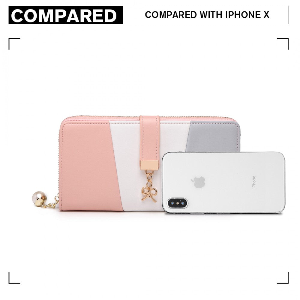 Miss Lulu Tri Colour Women's Leather Look Purse - Grey