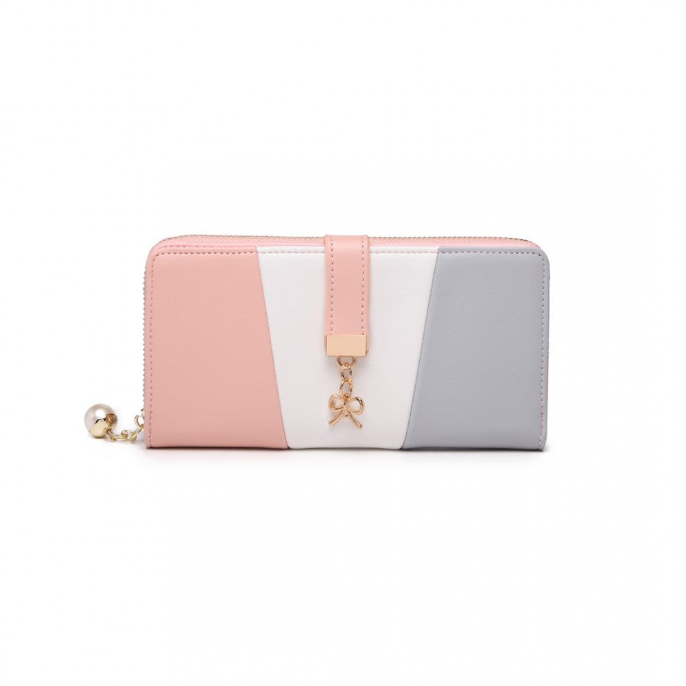 Miss Lulu Tri Colour Women's Leather Look Purse - Grey