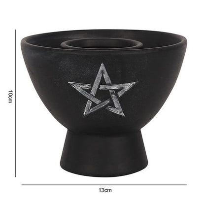 Black Pentagram Terracotta Smudge Bowl